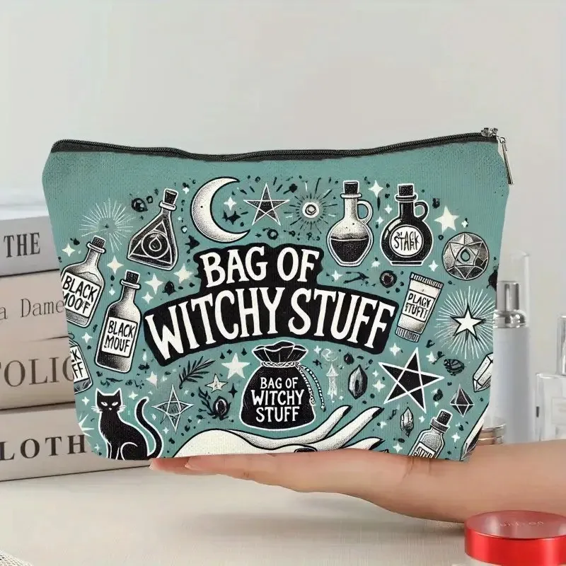 

1 шт. Очаровательная сумочка для макияжа/косметичка на молнии/легкая, в стиле ведьминой тематики