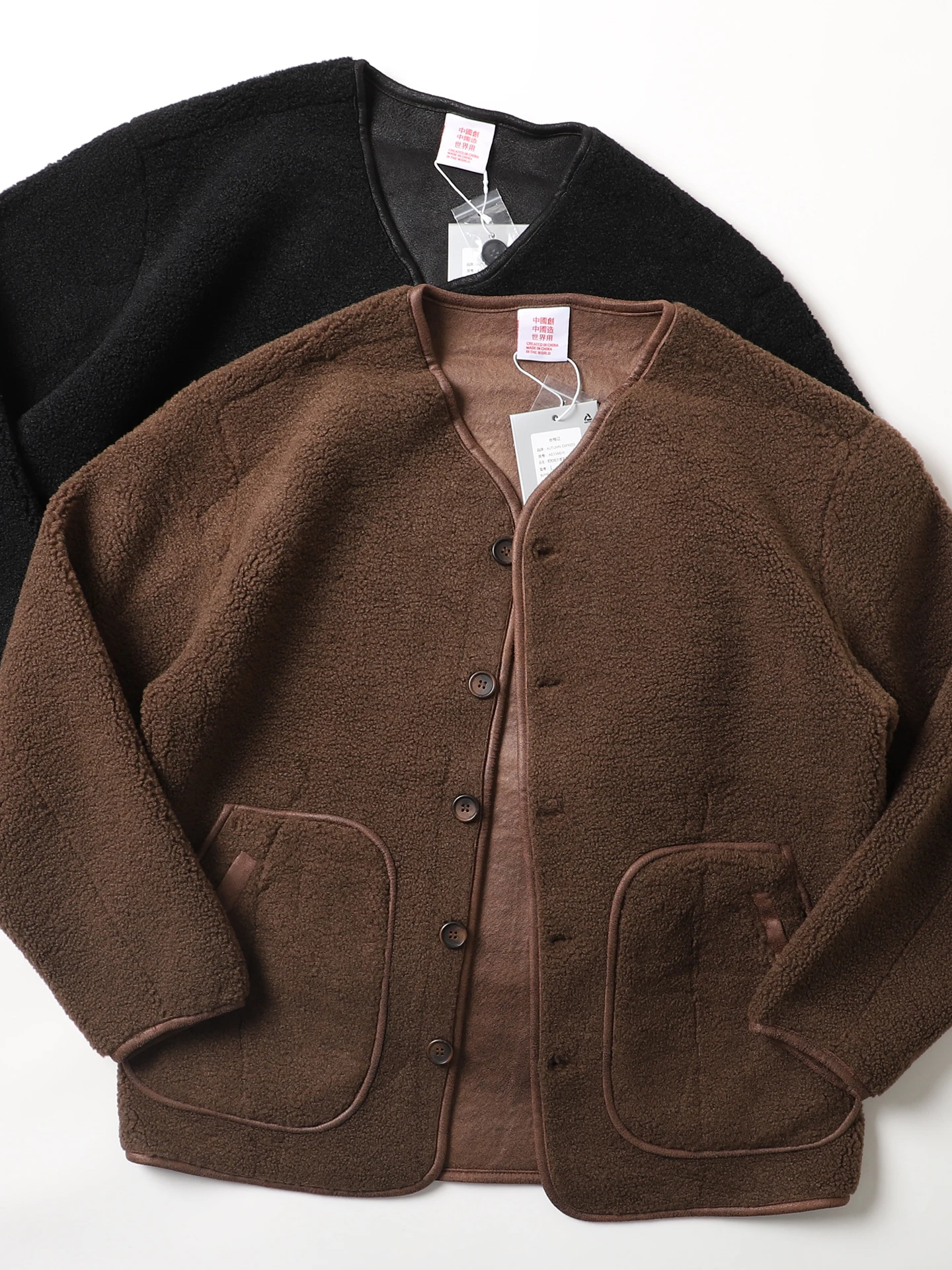 

Retro Japanese Sle Lamb Velvet Warm Cotton Jaet Loose Unlined Casual Wear for Men And Women Trendy Layering Coat