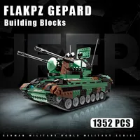 MOC Military Series SPAAG Flakpz Gepard Model Building Blocks World War Army Anti-aircraft Tank Bricks Toys for Kids Boys Gifts