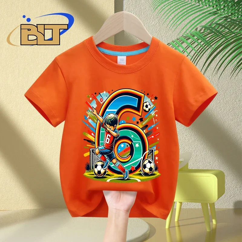 6-year-old boy birthday T-shirt summer kids cotton short-sleeved casual top children's gift