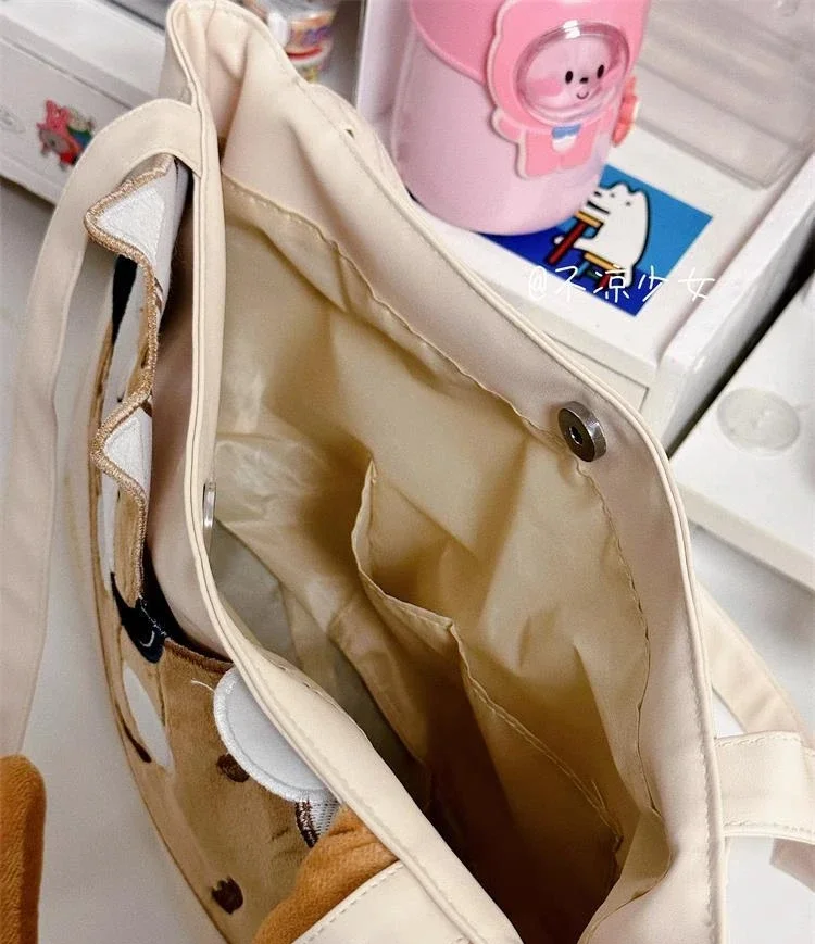 Cute Cat Large Capacity Storage Bags Handbag Shoulder Bags Armpit Bag Kawaii Canvas Bag Women Bags Tote Bag HandBags