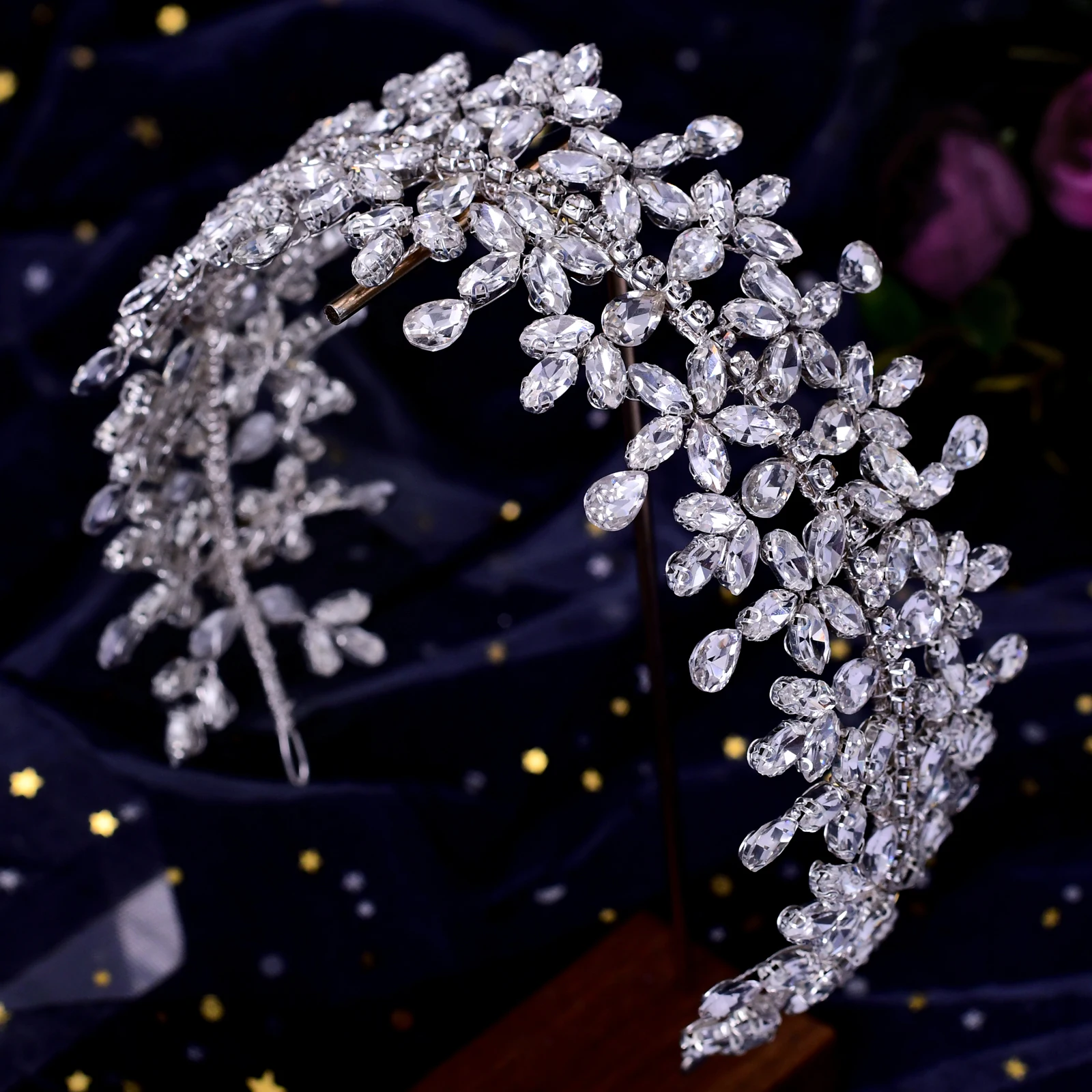 Hermosa banda para el pelo de boda para novia/dama de honor, diadema nupcial de diamantes de imitación Simple, accesorios para el cabello para mujer, tocado para bodas