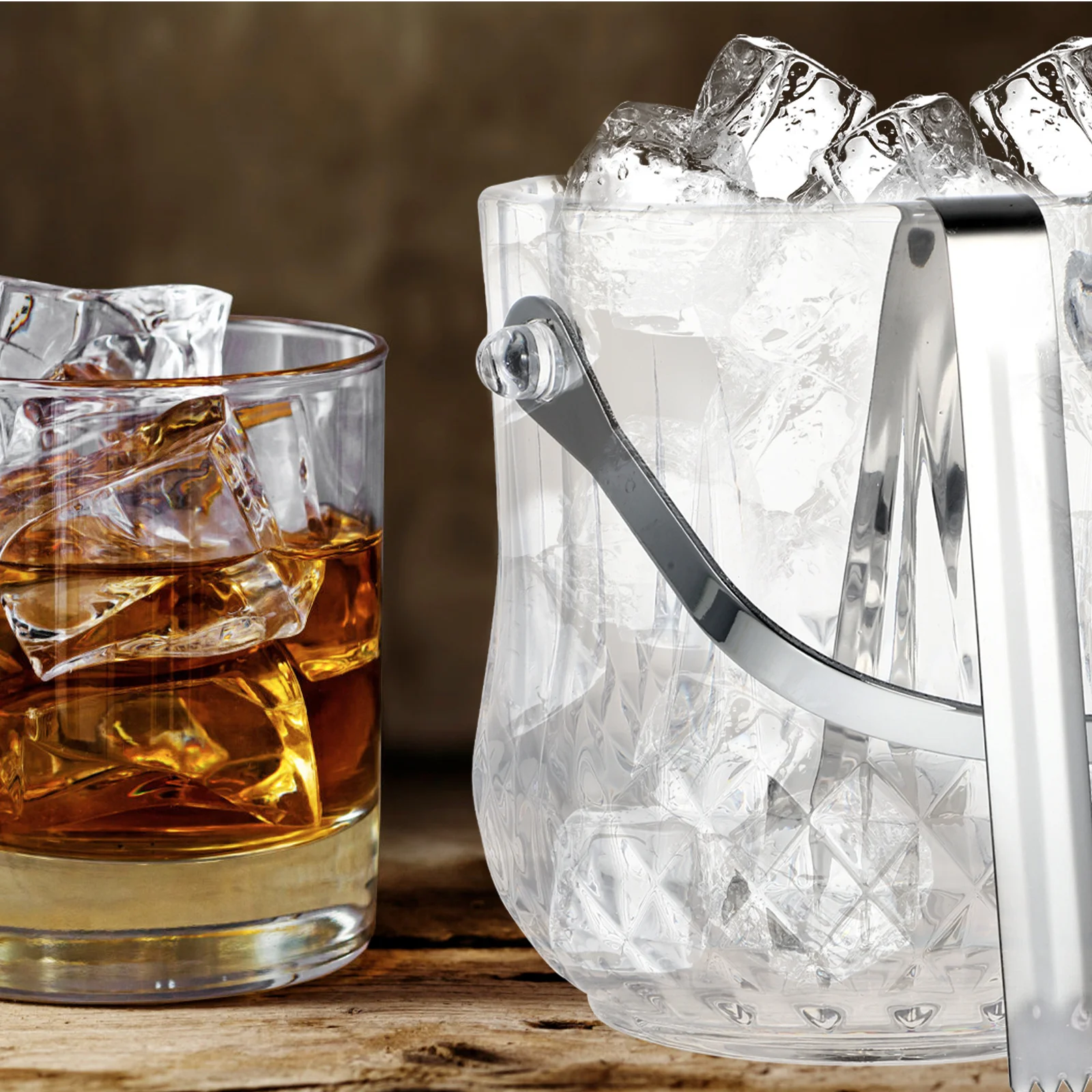 

Party Ice Bucket Buckets for Parties Glass Cube Freezer Elegant Bartending Barrel Holder