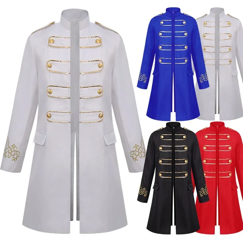 Halloween Adult Medieval Steampunk Embroidered Men's Long Coat