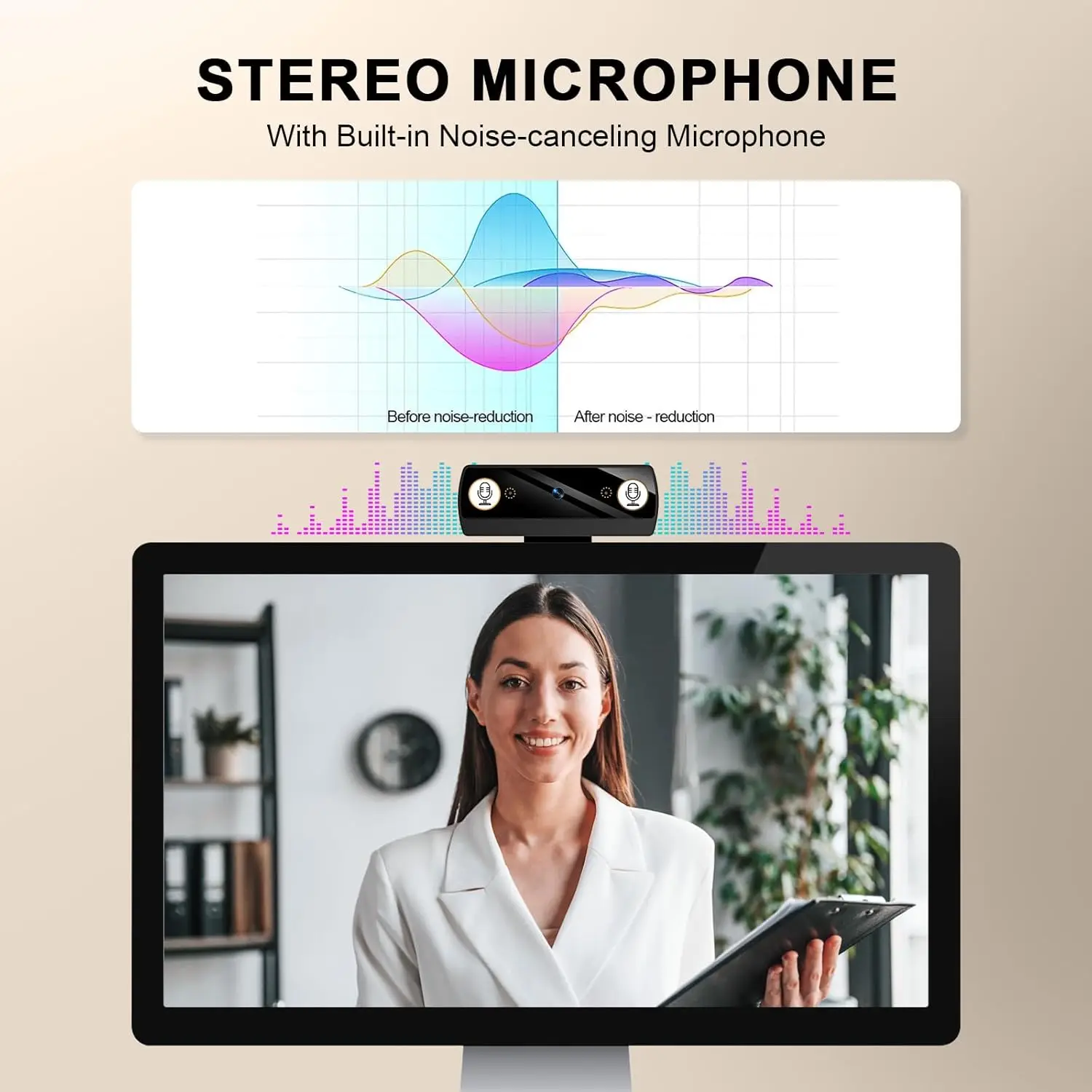 Webcam with Microphone, Full HD Video Calling Web Camera, HD Light Streaming Webcam for Zoom/Skype/Teams, Plug and Play PC Camera Web Cam for Windows & Mac