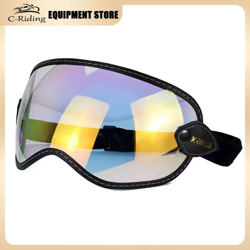 Retro Motorcycle Goggles Jet helmets Bubble Visor Outside Riding UV Protection Windshield Colorful Vintage For Open Face Helmet