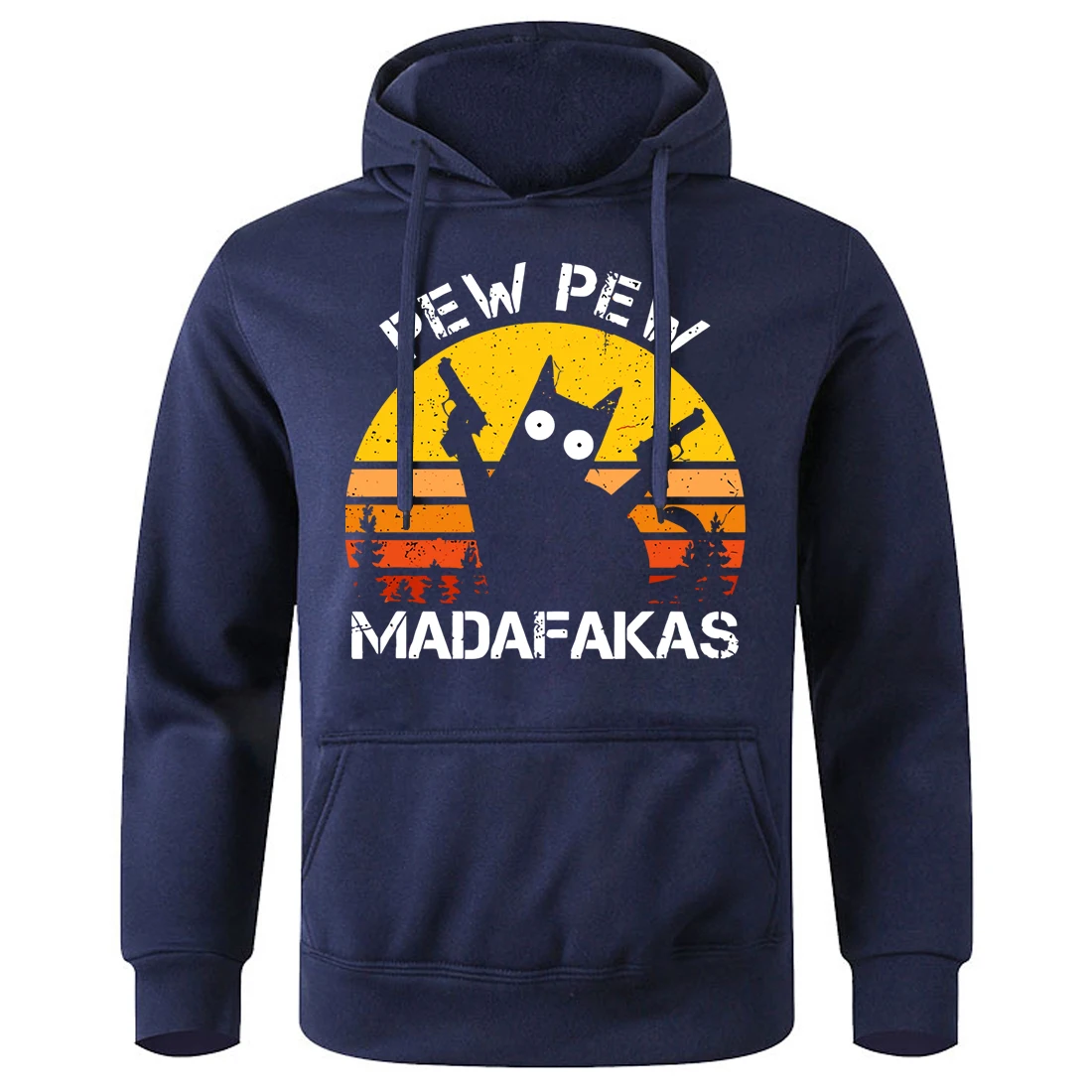 

Pew Pew Madafakas Cat With Two Guns Hooded Men Sports Breathable Tracksuit Casual Loose Warm Hoodie Vintage Classic New Hoodies