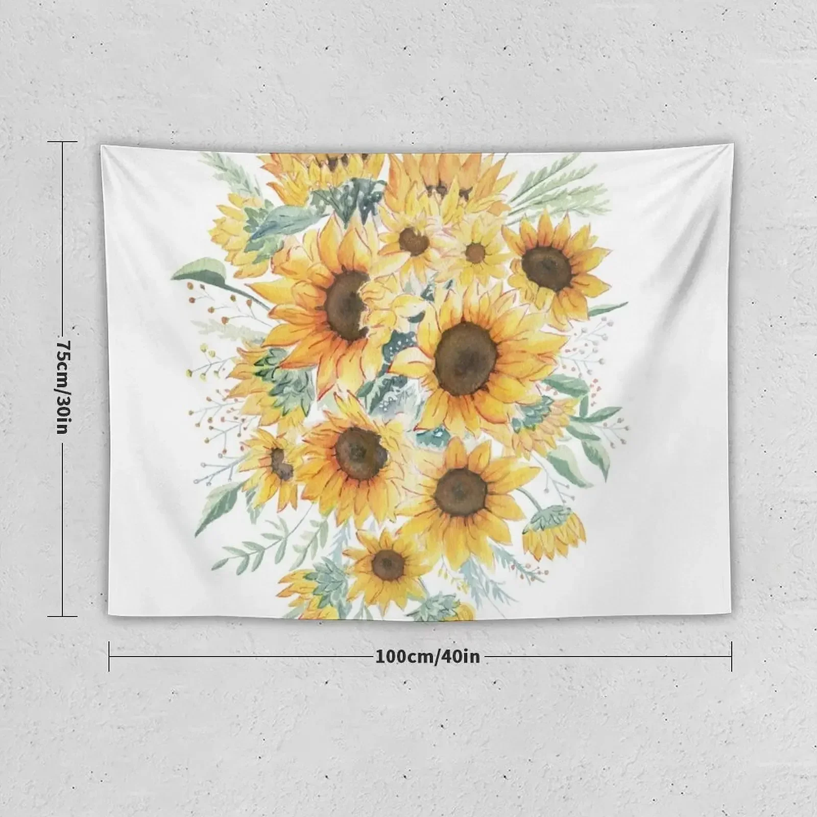 Loose Watercolor Sunflowers Tapestry Luxury Living Room Decoration Carpet Wall Tapestry