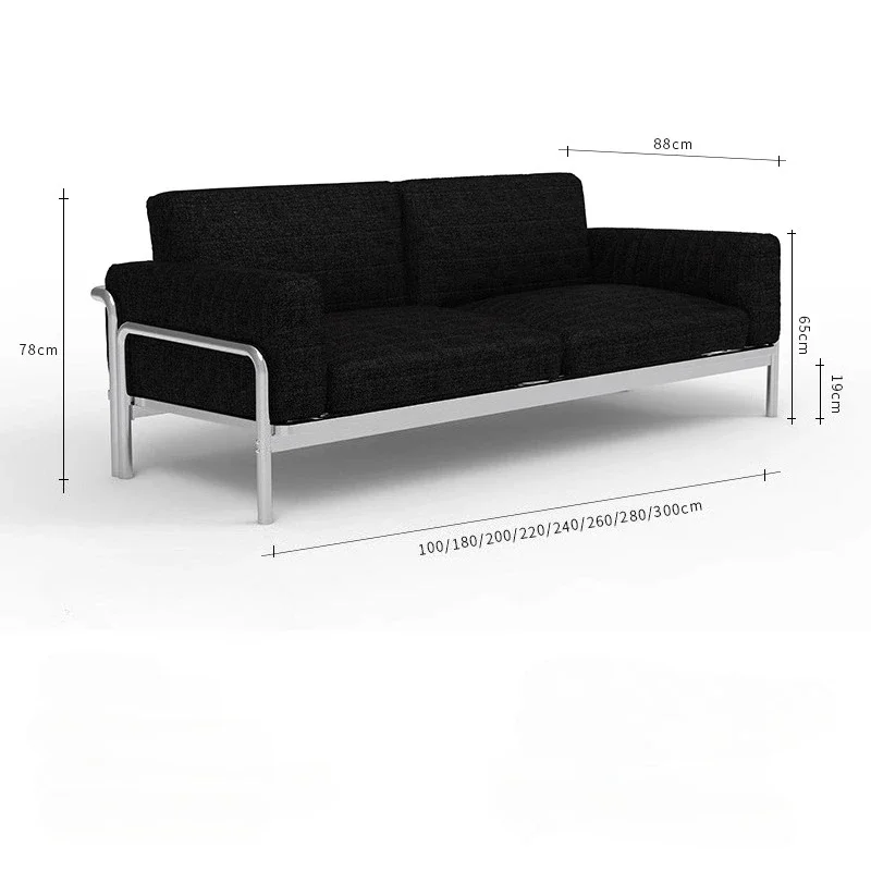 Galaxy sofa/black Napa thick cowhide sofa/medieval Bauhaus Nordic minimalist straight row small apartment