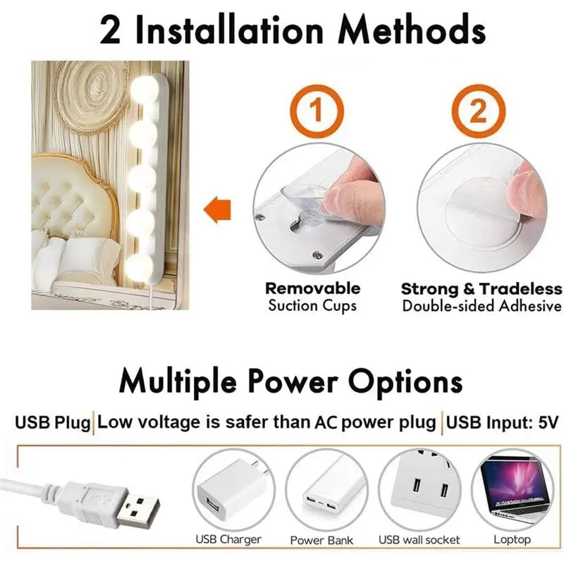 【PARTY】For Vanity Lights Makeup Light With 3 Color Modes Adjustable Dimmable Led For Mirror For Vanity Table Dressing Room