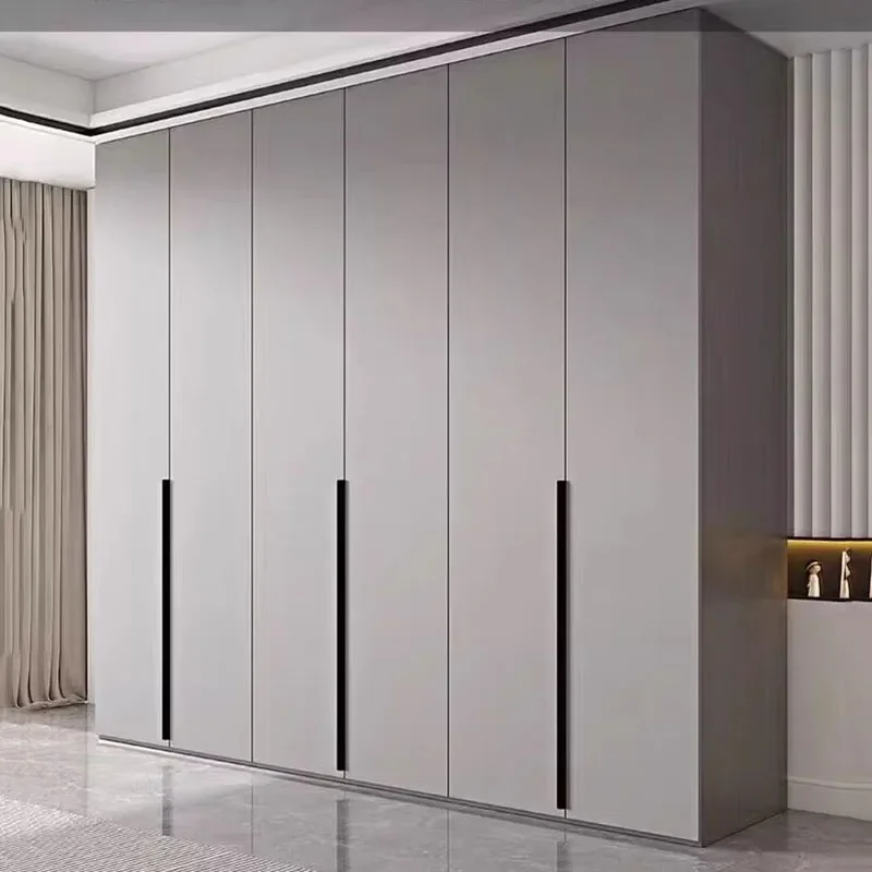 

Luxury Clothes Storage Wardrobe Modern Luxurious Portable Organizer Wardrobe Gray Wooden Ropero Armable De Ropa Home Furniture