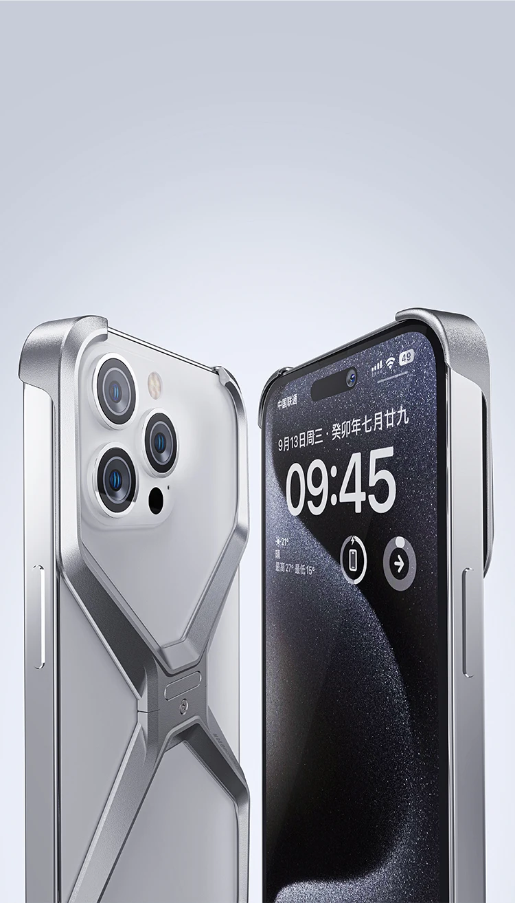 Metall Randlose Telefon Fall Für iPhone 13 12 14 15 16 Pro Max Aluminium Abnehmbare Wärmeableitung Rüstung Abdeckung Für IPHON 15 16 Promax – Detail 1