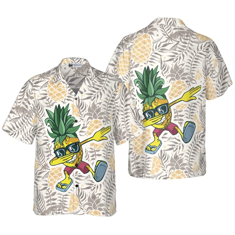 

Hawaiian Pineapple Casual Shirt Men Vacation DailyTops Pattern 3D Print Fashion Funny Shirts Y2k Unisex Clothing Breathable Tees