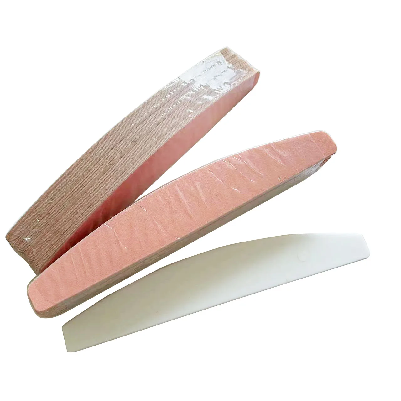 1 pc platic base  with 1set(100 pcs)pink  removalble pads durable nail file  replacement sandpaper pads halfmoon shape nail file