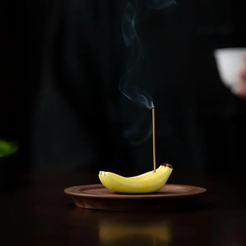 1pc Ceramic Cute Bananas Incense Stick Holder Incense Insertion Incense Tray Home Decor Office Teahouse Living Room Ornament