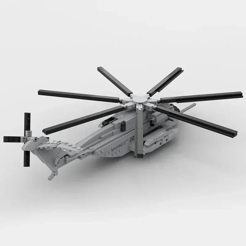 Moc อาคารอิฐทหารรุ่น 1:72 Scale CH-53E เฮลิคอปเตอร์เทคโนโลยี Modular Blocks ของขวัญของเล่นคริสต์มาส DIY ชุดประกอบ