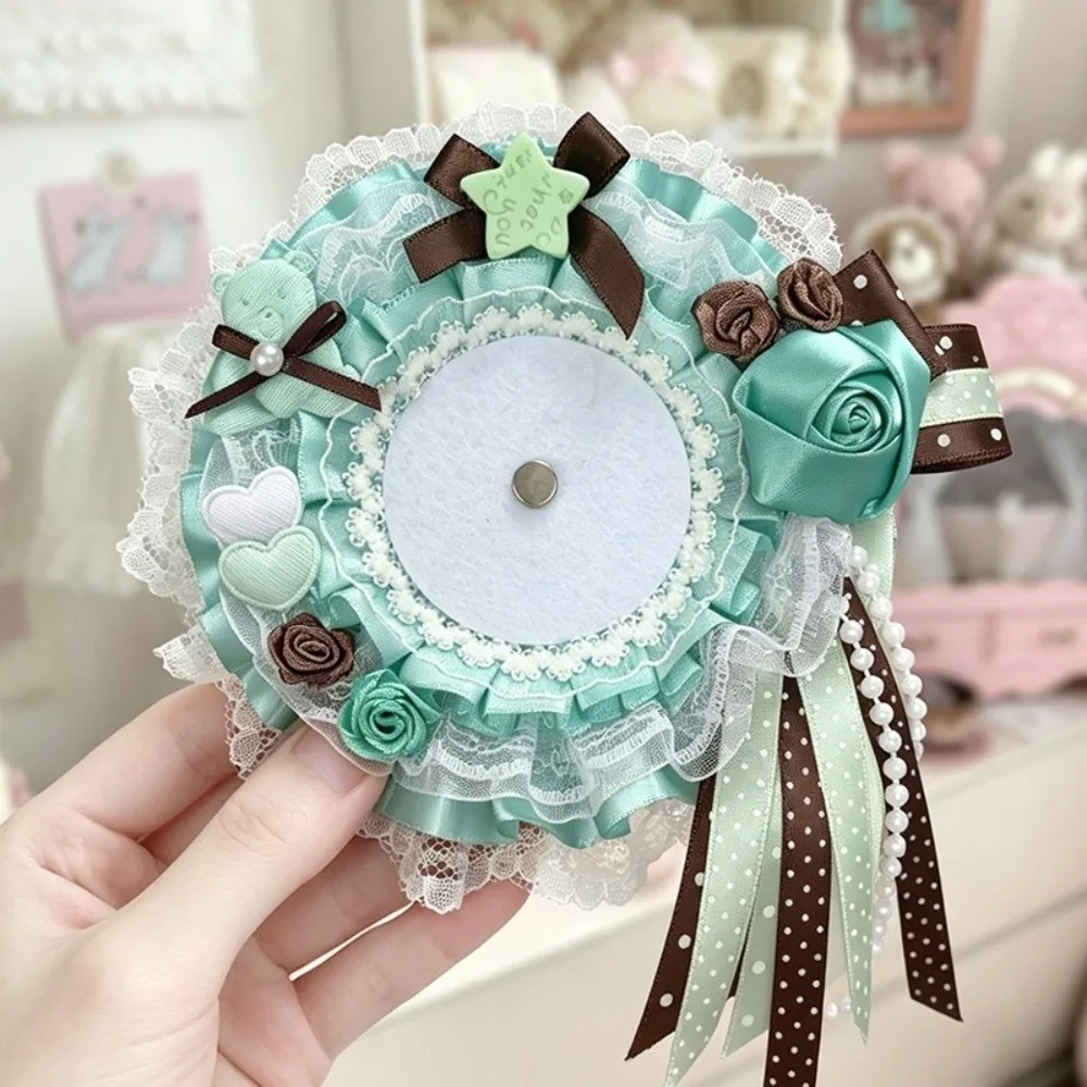 Unique Handmade Heart Badge Holder Lace Bow Photo Display Card Holder DIY Heart Shape Photocard Holder For Idol Fans