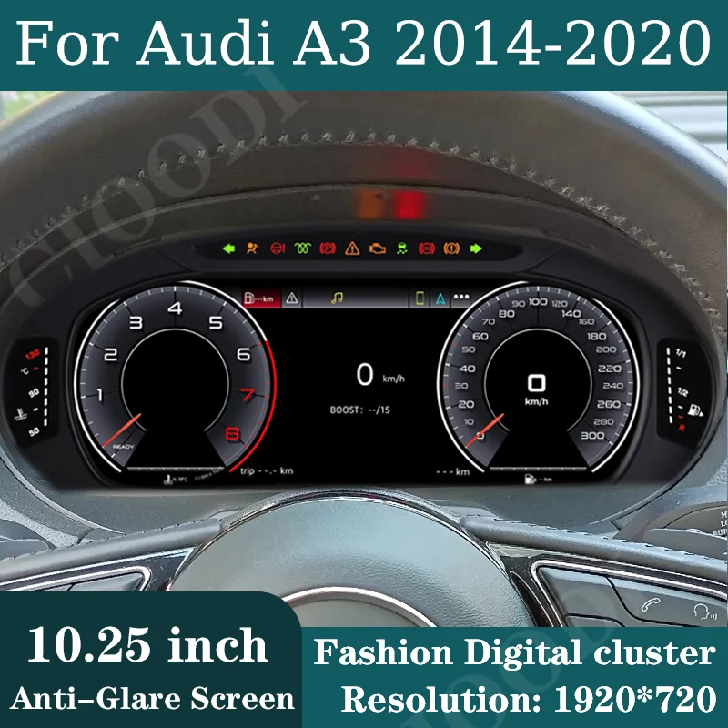 

10,25-дюймовый ЖК-дисплей приборной панели для Audi A3 2014-2020, экран спидометра, виртуальная приборная панель, цифровой кластер, CarPlay