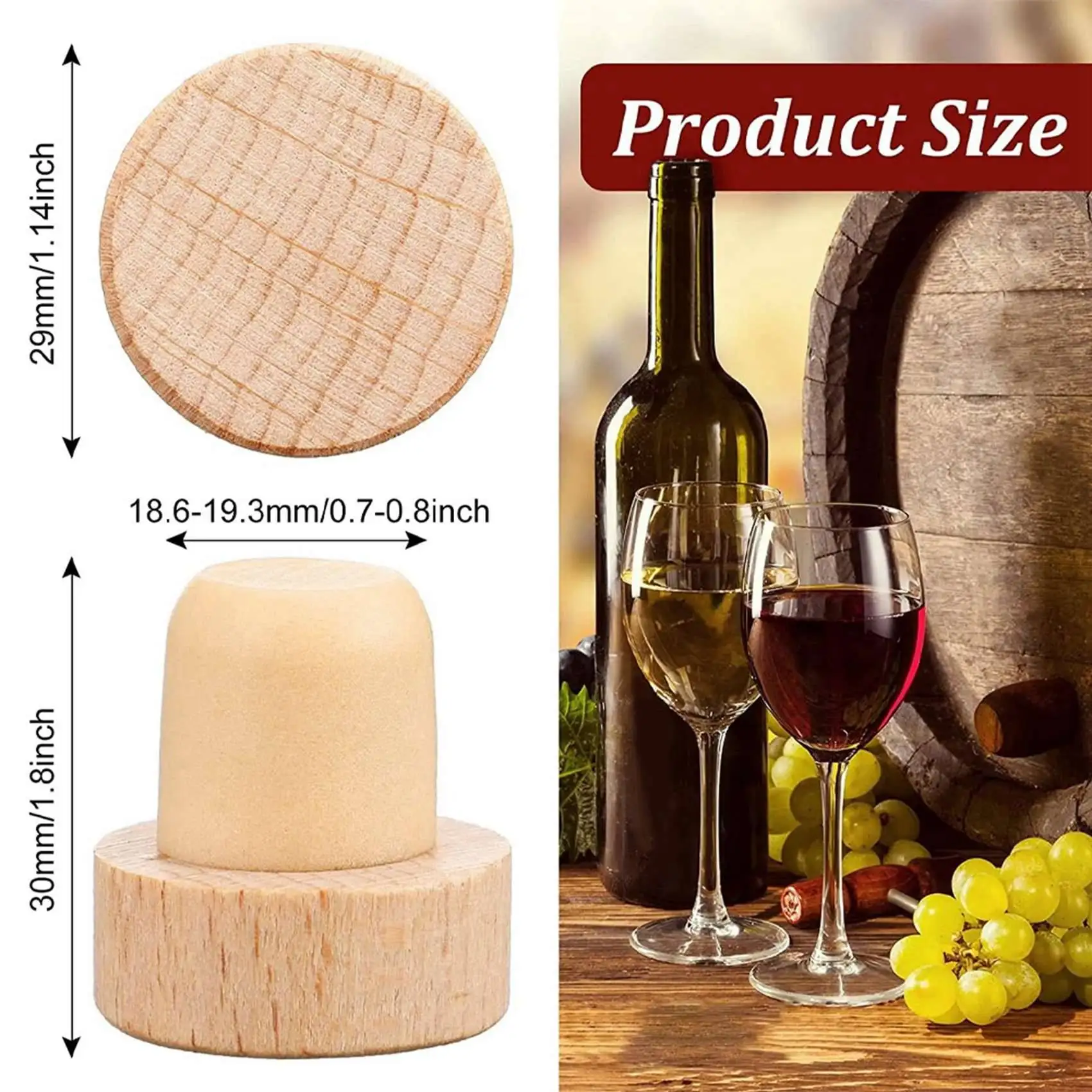 T79C Wine Bottle Corks T Shaped Cork Plugs for Wine Cork Wine Stopper Reusable Wine Corks Wooden and Rubber (12 Pieces)