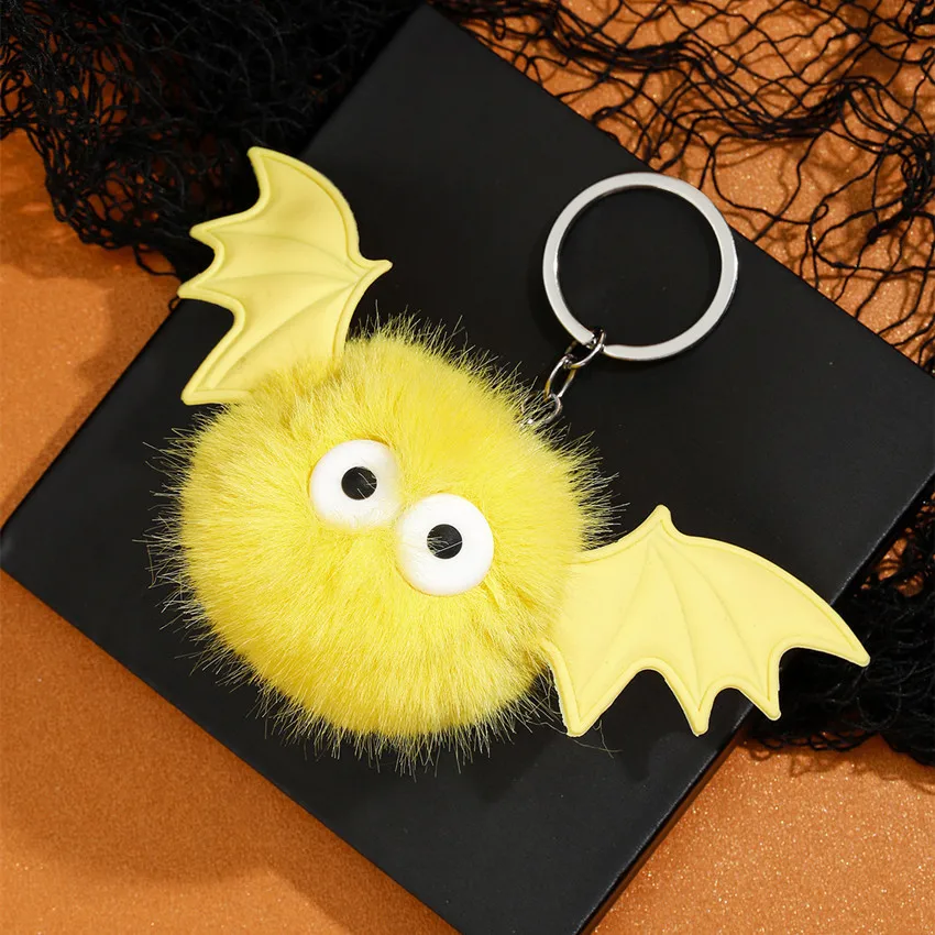 Halloween Cute Plush Bat Demon Keychain for Women Men Kawaii Accessories Keyring Gifts