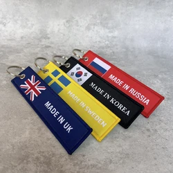 1 Pc Sale Both Sided Embroidery Made In UK SWEDEN KOREA RUSSIA Flag Luggage Bag Tag KeyChain Motorcycle Key accessory