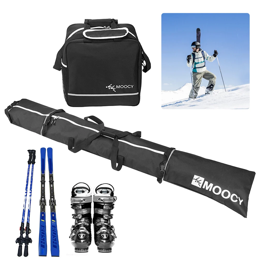 2 Pcs Ski Set Waterproof Ski Bag & Boot Bag Set Ski Carrier Bag & Boot Pouch Ski and Boot Travel Kit for Adults Children