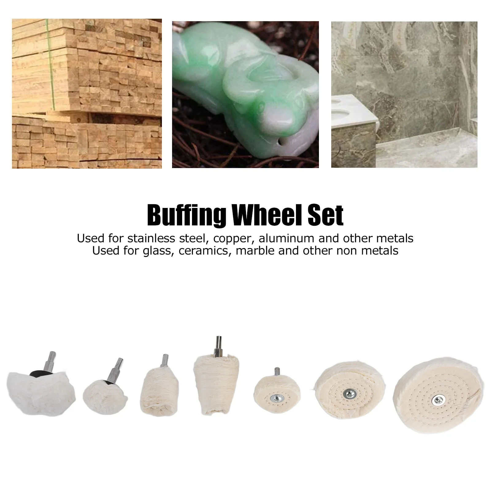 

7Pcs Polishing Wheel Kit Cotton Flannel Buffing Drill with 1/4in Shank for Metal Glass Grinding Buffing Wheel for Drill
