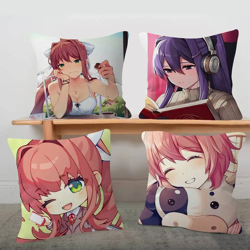 GAME Doki Doki Literature Club! Cute Cartoon L Game Cushion Cover Pillowcase Upholstery Sofa Throw Pillow Home Decor Pillowcas