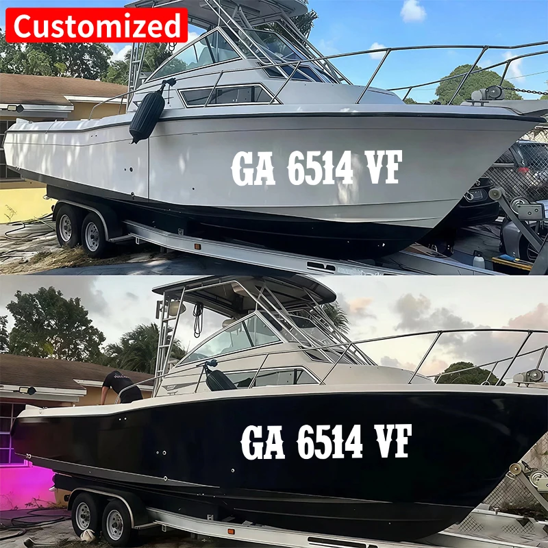 2 Stück/Blatt benutzerdefinierte Schiff Regist Boot Aufkleber wasserdicht für selbstklebende modifizierte Yacht Motorboote Kajaks Auto Vinyl Aufkleber
