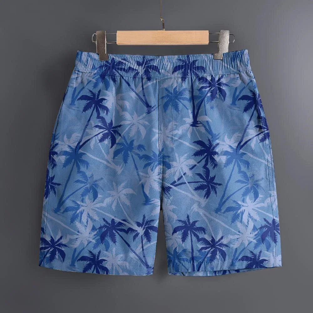 Men's Hawaiian 3D Beach Palm Tree Pattern Beach Shorts Quick Dry Outdoor Leisure Sports Shorts Fashion Men's Shorts