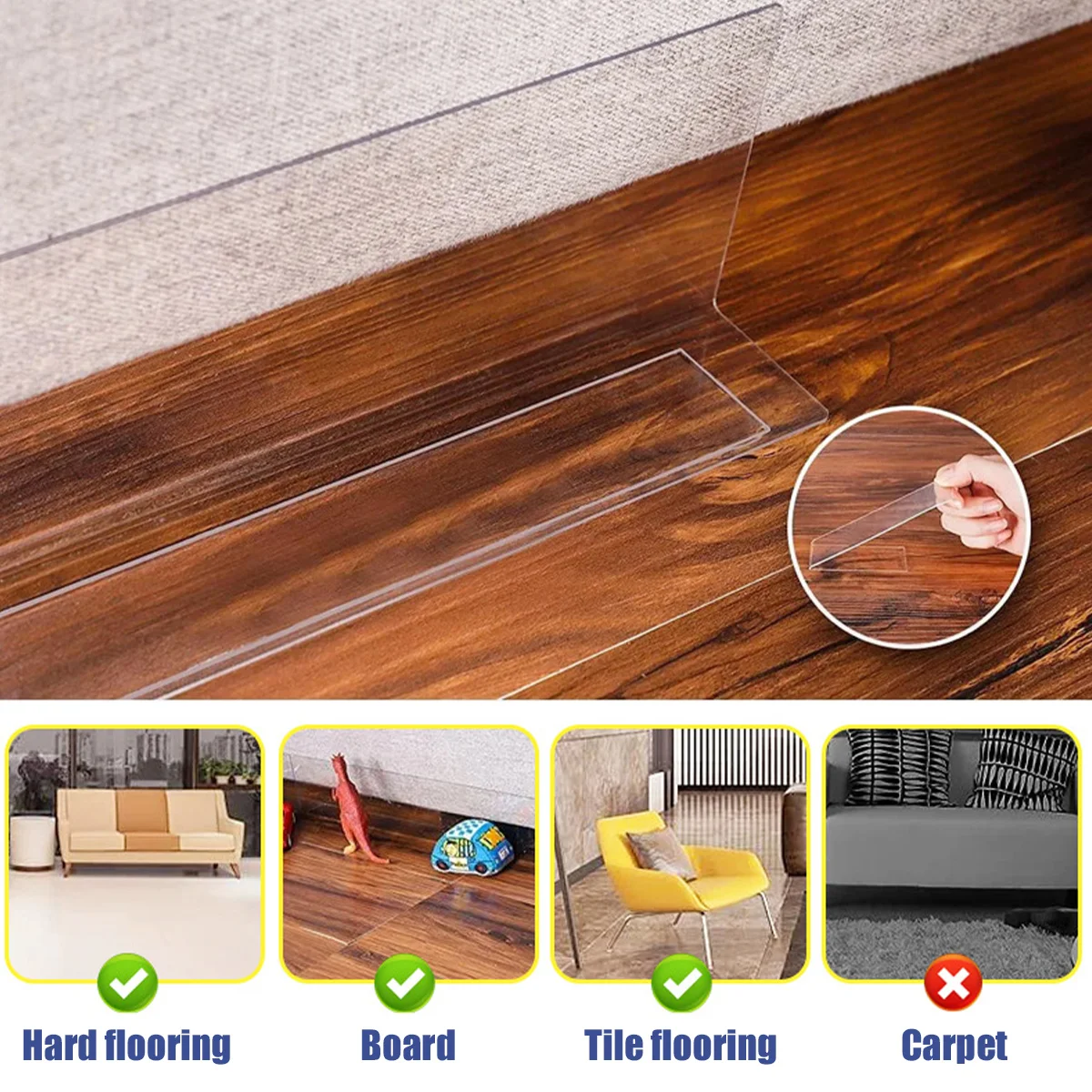 8Pcs Clear Under Couch Blocker L-Shape Pet Barrier Blocker PVC Transparent Waterproof Toy Blocker for Furniture Bed Sofa