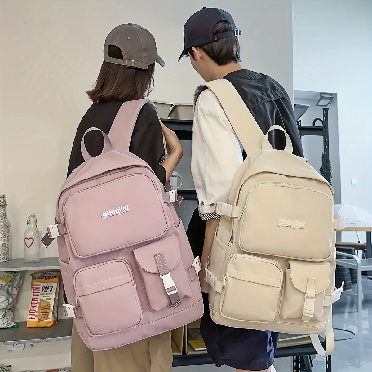 Couple casual backpack Korean ins workwear style backpack female japanese style Harajuku retro large capacity travel backpack male student school