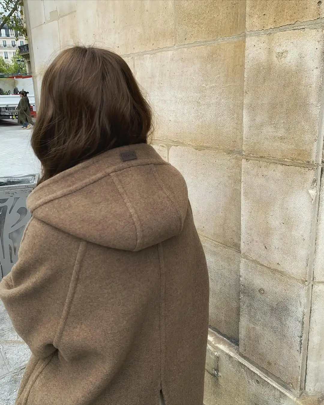 أزياء منقوشة مقنعين معطف الصوف المرأة شيك عكسها واحدة الصدر جيب كم كامل سترة فضفاضة سيدة Ommute معاطف الشارع