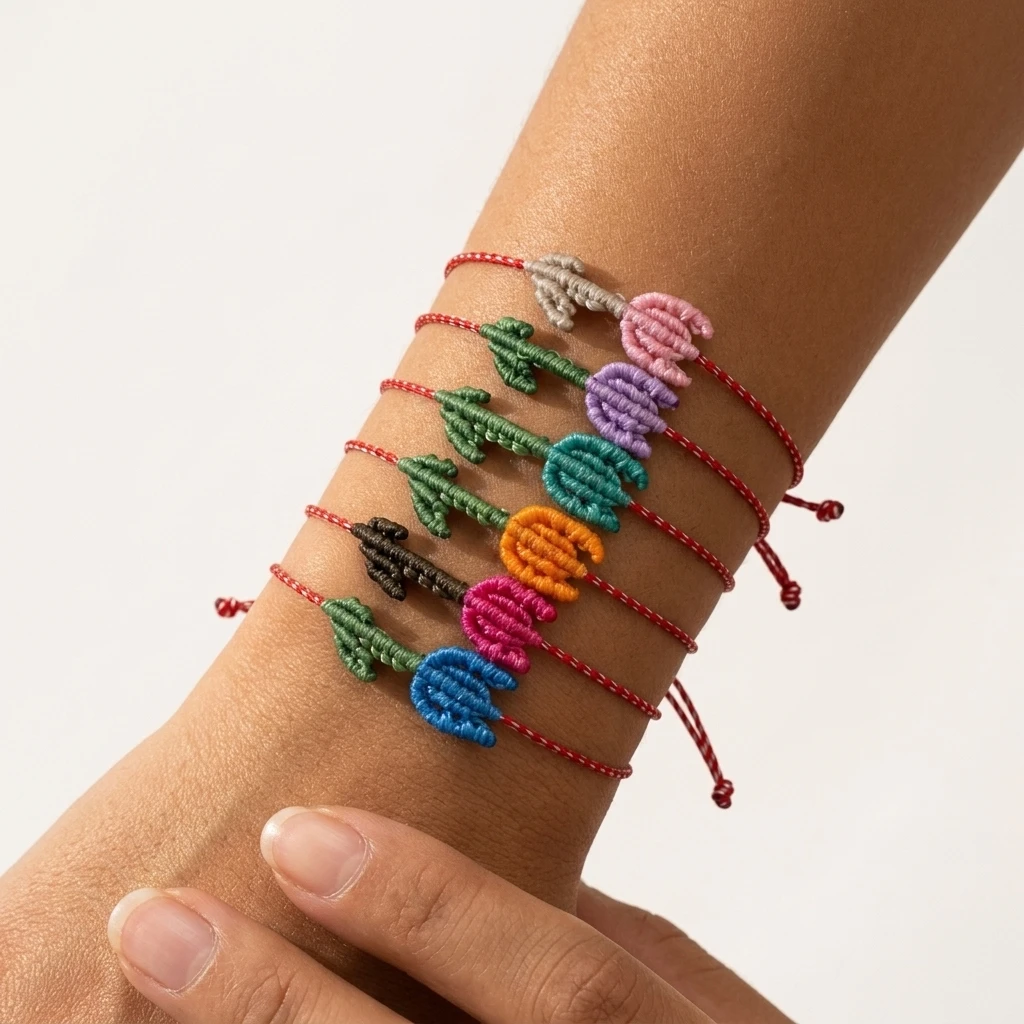 6pcs-bohemian-style-handmade-flat-wax-thread-woven-tulip-flower-bracelets-unisex-stackable-festive-gift-jewelry