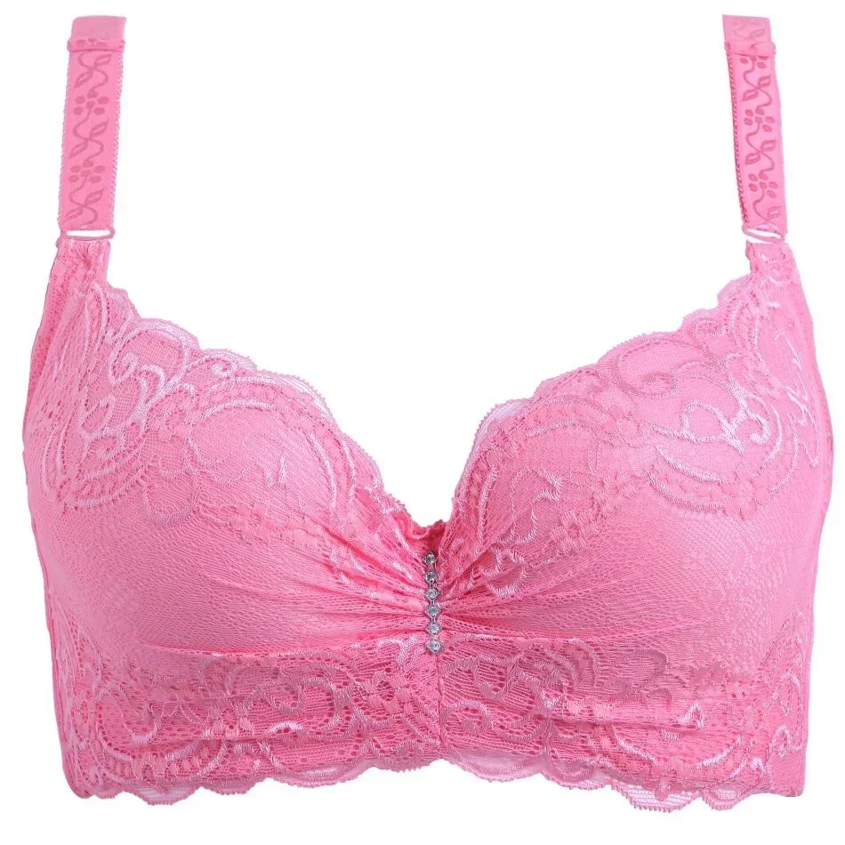 Sutiã push-up sexy de renda para mulheres, roupas íntimas finas, seção fina, C, D, xícara, E, tamanho grande, 3/4 xícara