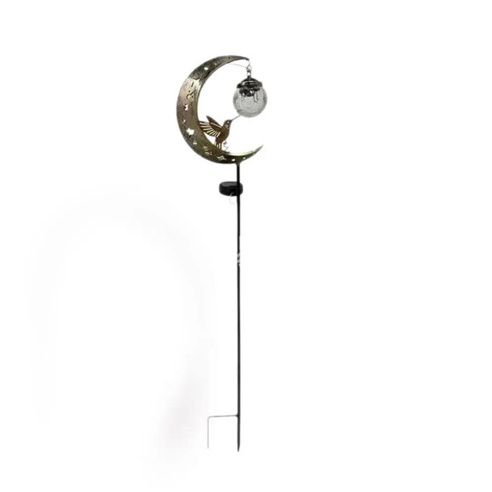 Waterproof Solar Garden Stake Light Solar Powered Floor Insertion Hummingbird Moon Light Half-Moon Design Creative Lawn Lamp