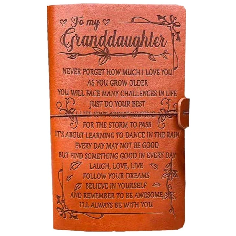 

to My Granddaughter Journal,100 Page Refillable Retro Leather Cover Notebook,Graduation Back to School Gift for Girls