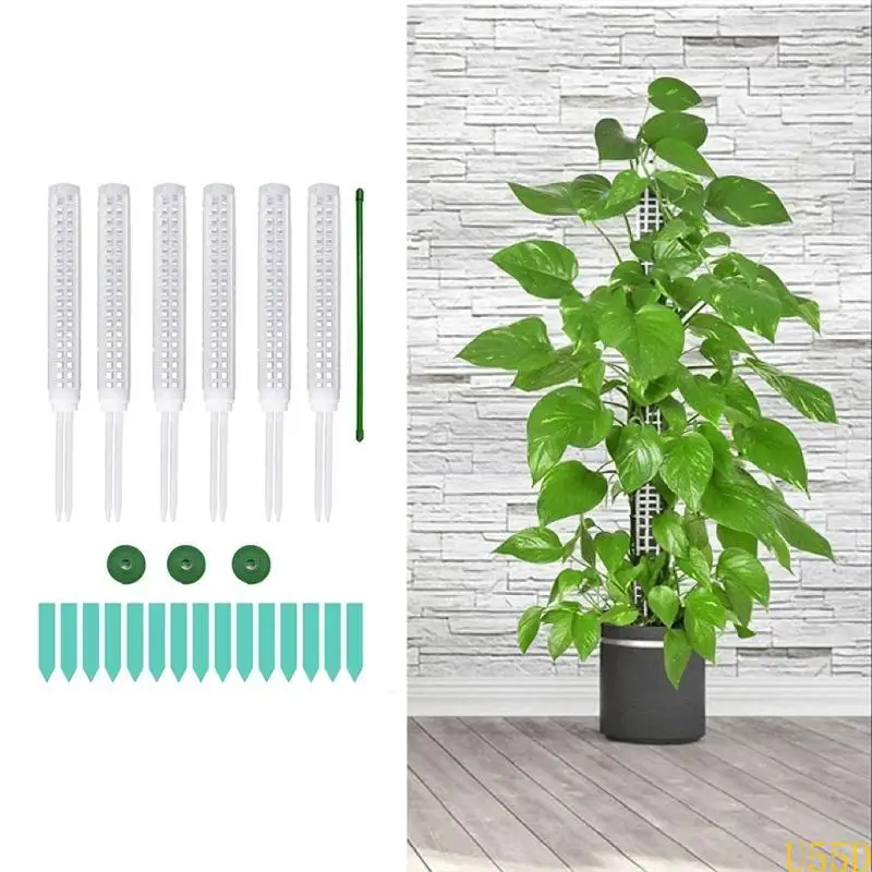 U55D Moss Poles Reusable Plastic Plant Poles Stackable Plant Support Weather Resistant Moss for Garden Flowerpots