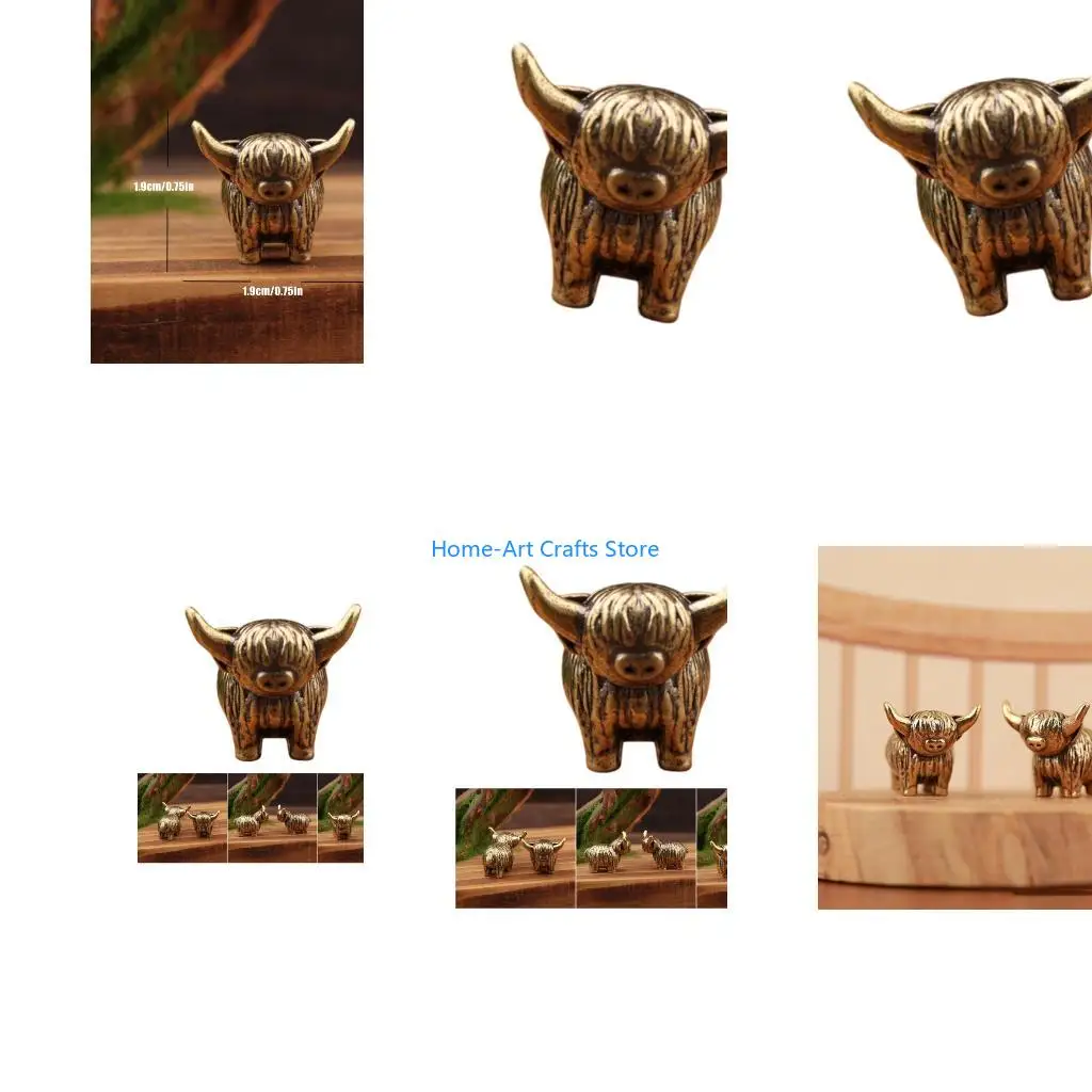 Y3NA Highlands Cow Figurines Decors Metal Cow Gnomes Statues Ornament for Potted Plant