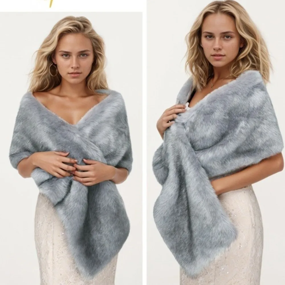 أنيقة بلون أفخم شال الكورية نمط لينة عباءة فو الفراء والأوشحة الدفء الرقبة التفاف العروس الكتف وهمية طوق الزفاف