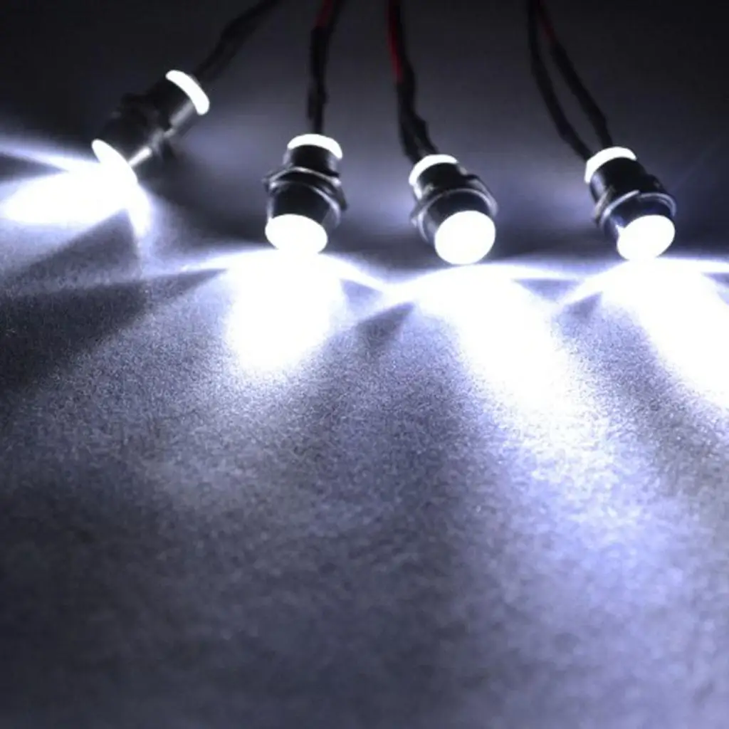 RC Led Headlights 5mm Durable Metal Light Kit White Roof Lights for 1 16 RC Truck Parts