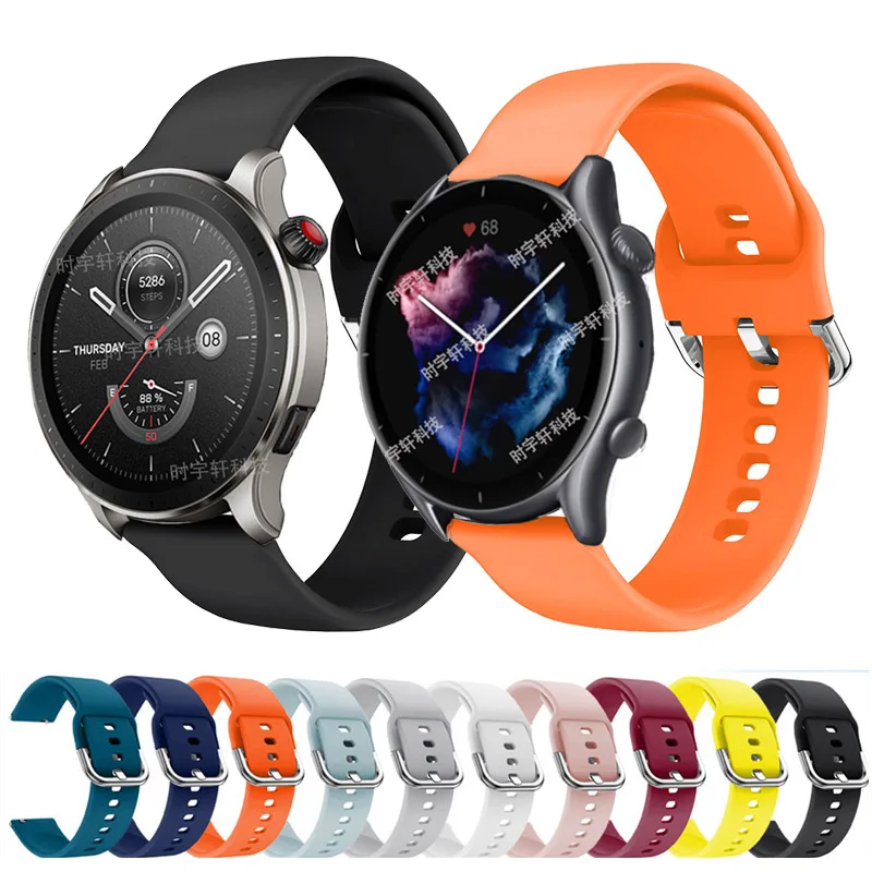 22mm Sport Band For Huami Amazfit GTR 4/GTR 3 Pro/2 2E/47mm Silicone Wrist Strap For Amazfit Pace/Stratos 2 2S 3 Bracelet Belts