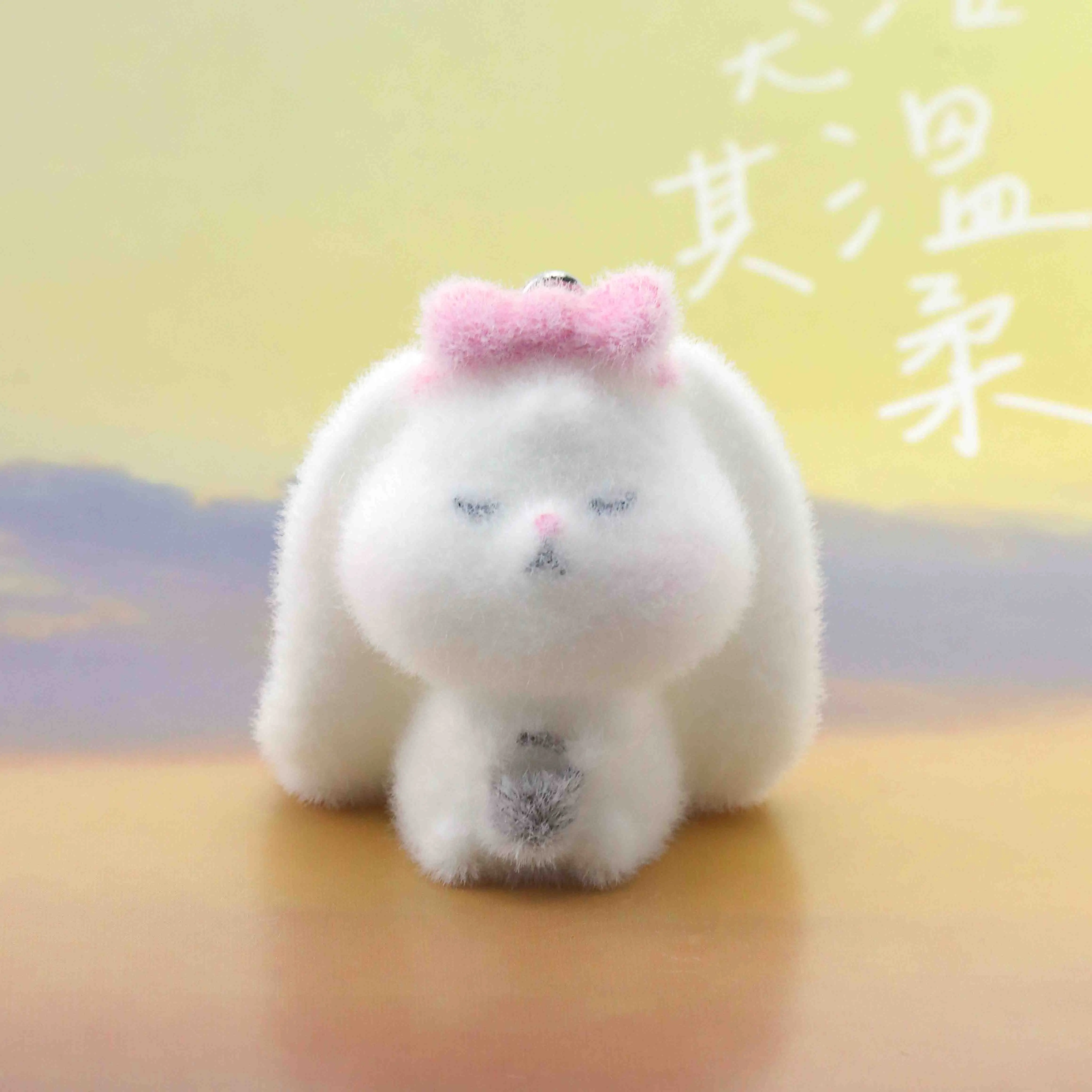 10pcs Resin Flocking Charms Bow Rabbit For Jewelry Making Bag Key Chain Desktop Small Pendant Decorative Ornaments Accessories