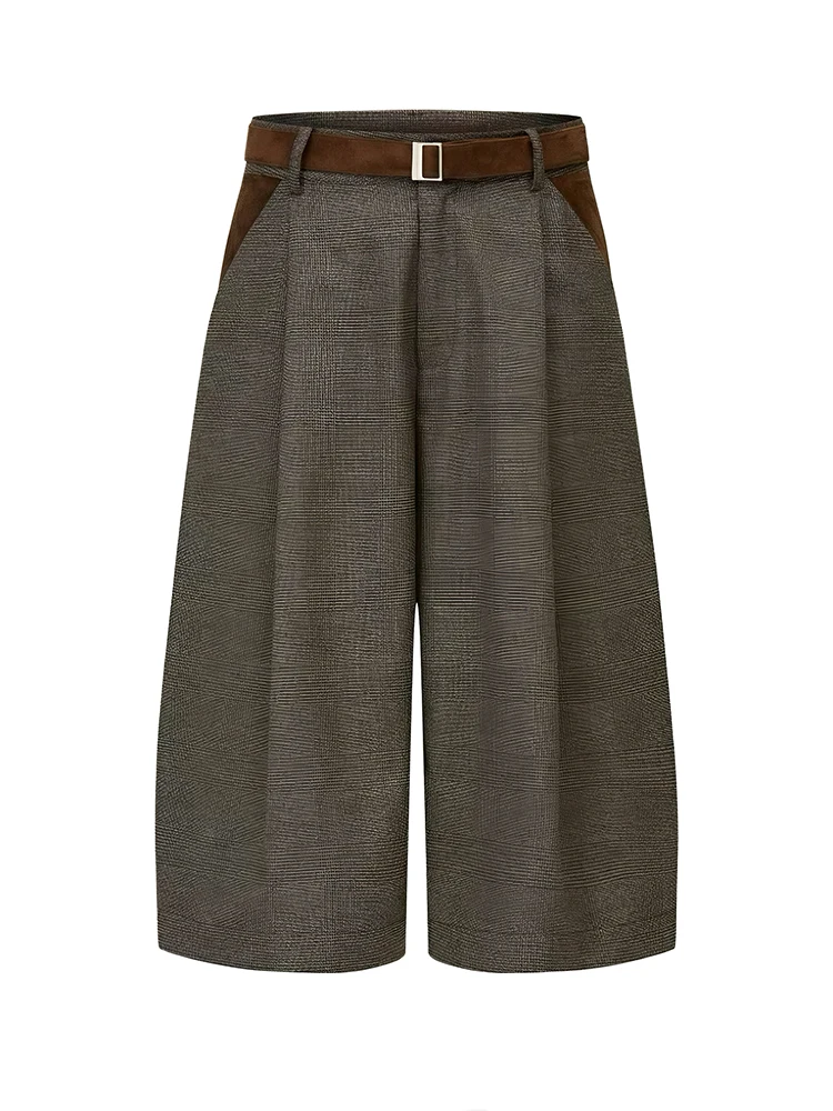 

Casual Men's Plaid ort Pants Summer Loose Straight Leg Seven-Foot Lengthened Version of Old Money Sle Youthful Vitali