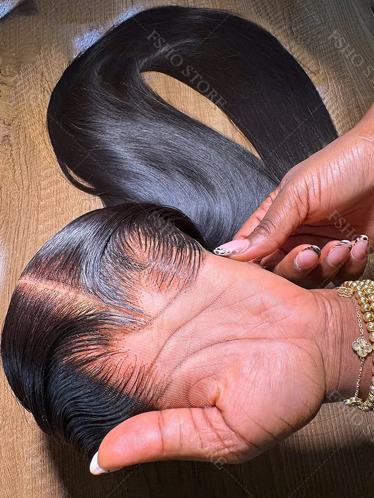 アップグレード13x4レースフロント人毛200-5x5クロージャーグルーレスウィッグブラジル産ボーンストレート360レースフロントウィッグ（ドローストリング付き）