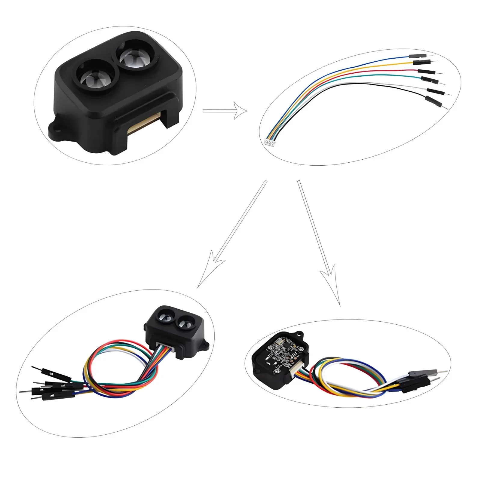 TF-Luna LiDAR ช่วง Finder Sensor Single-Point Micro โมดูล 5V UART IIC อินเทอร์เฟซชาย + Famale สาย (1PCS)