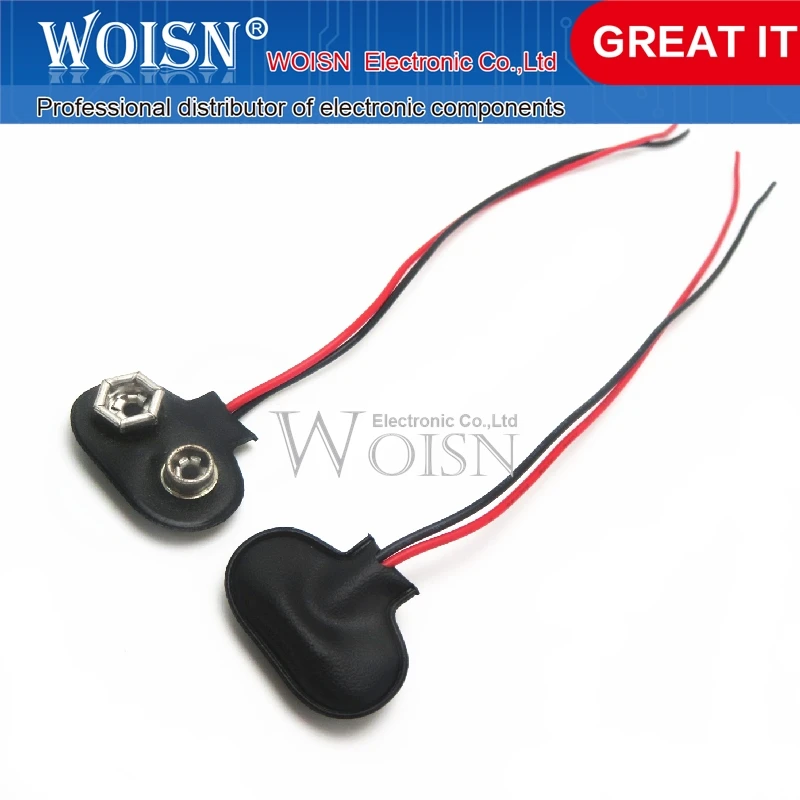 Ceinture à boucle de type T pour batterie 9 V, 50 pièces, ligne de ceinture en plastique à coque dure, boucle en cuivre 9 volts mâle et 600, plomb de ceinture à boucle 150mm