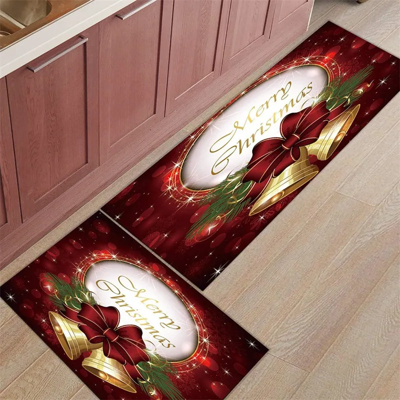 Christmas Carpet Entrance Door Anti Slip Water Absorbing Foot Mat Thickened Carpet Mat New Year Holiday Theme Home Decoration