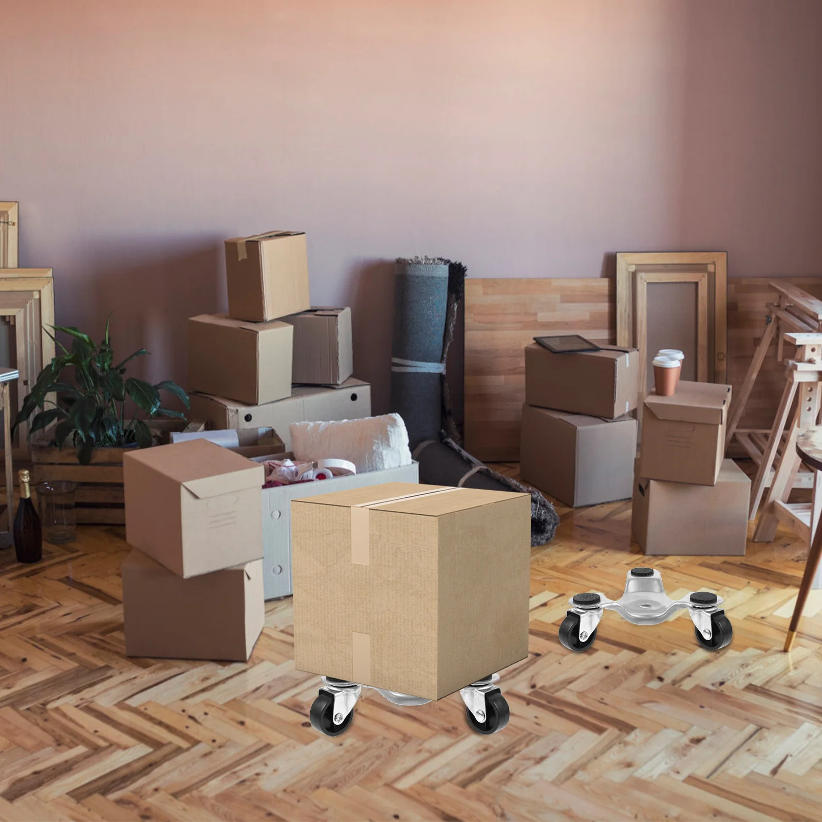 

3Pcs Carbon Steel Triangle Dolly with Swivel Casters for Furniture Moving Heavy Appliances Transfer Device Silver Color