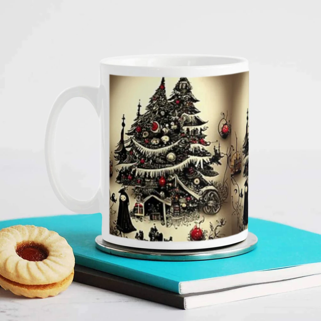 Victorian Goth Christmas Tree Greetings Tea Coffee Mugs Bachelorette Party Team Groomsman Cups Wedding Gifts